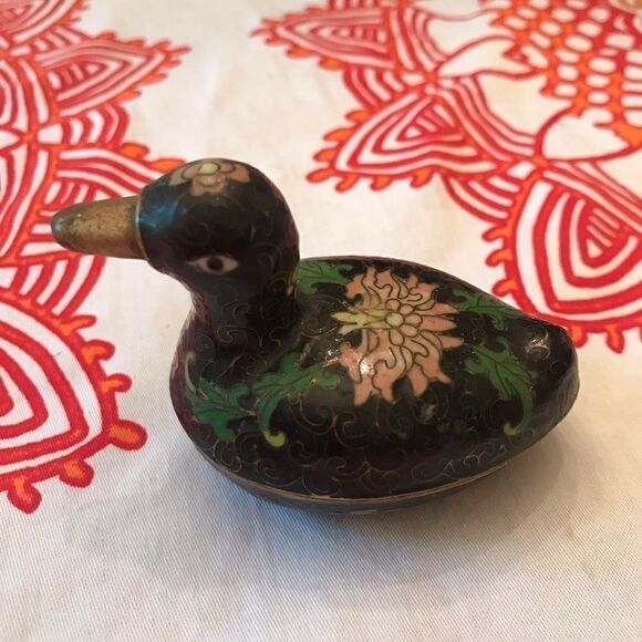 Antique Enamel duck ring holder - Picture 1 of 5
